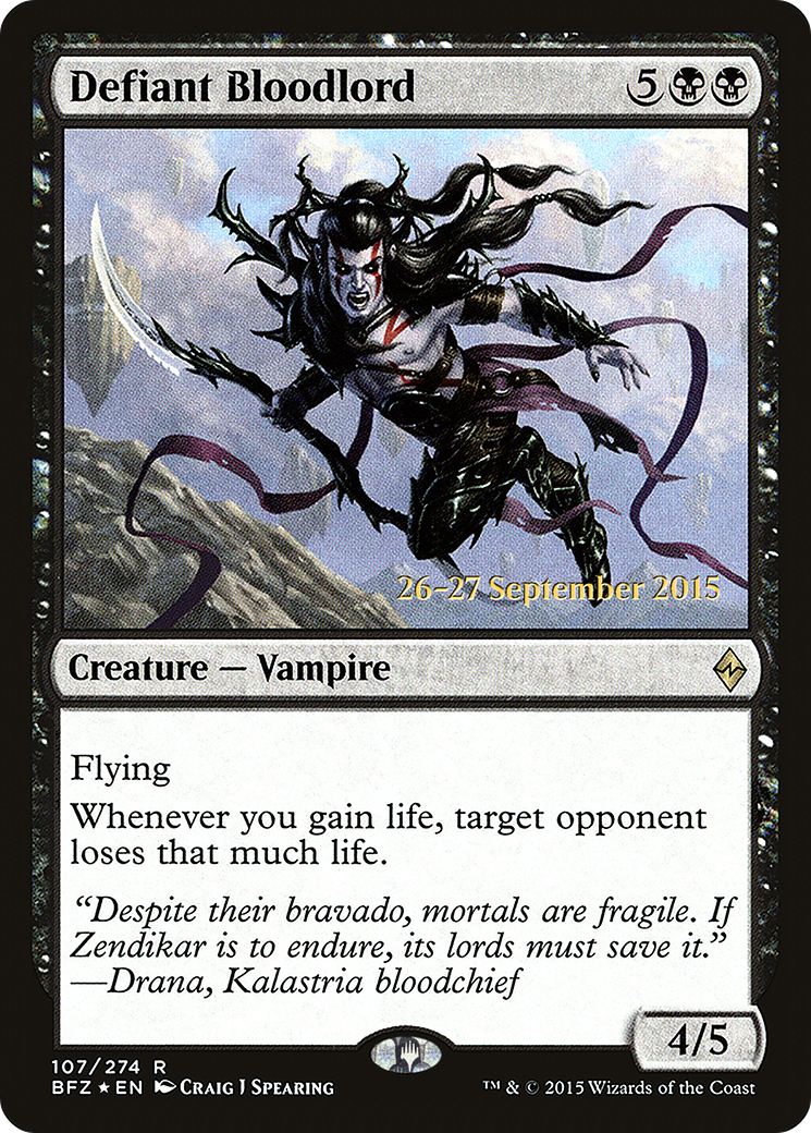 Defiant Bloodlord (PBFZ-107S) - Battle for Zendikar Promos Foil - Premium MTG Single from Wizards of the Coast - Just $2.08! Shop now at Game Crave Tournament Store