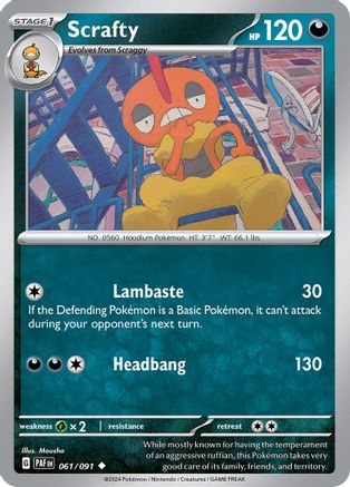 Scrafty 61 - SV Paldean Fates - Premium Pokemon Single from Nintendo - Just $0.25! Shop now at Game Crave Tournament Store
