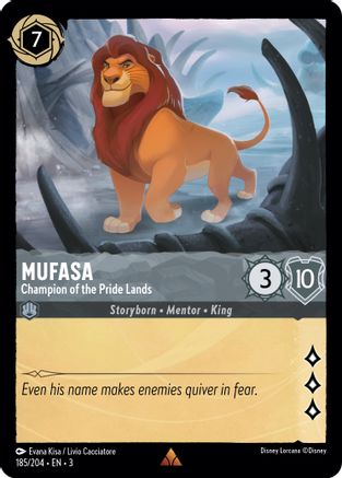 Mufasa - Champion of the Pride Lands (185/204) - Into the Inklands - Premium Lorcana Single from Into the Inklands - Just $0.25! Shop now at Game Crave Tournament Store