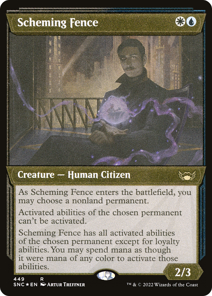 Scheming Fence (SNC-449) - Streets of New Capenna: (Showcase) Etched Foil - Premium MTG Single from Wizards of the Coast - Just $0.35! Shop now at Game Crave Tournament Store