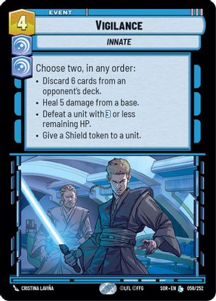 Vigilance (58) - Spark of Rebellion Foil - Premium Star Wars: Unlimited Single from Spark of Rebellion - Just $38.23! Shop now at Game Crave Tournament Store