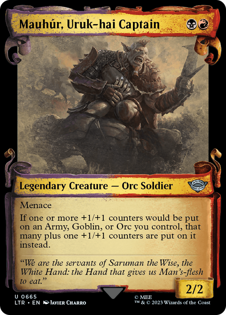 Mauhúr, Uruk-hai Captain (LTR-665) - The Lord of the Rings: Tales of Middle-earth: (Showcase) Foil - Premium MTG Single from Wizards of the Coast - Just $0.11! Shop now at Game Crave Tournament Store