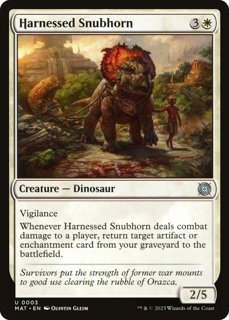 Harnessed Snubhorn (MAT-003) - March of the Machine: The Aftermath - Premium MTG Single from Wizards of the Coast - Just $0.08! Shop now at Game Crave Tournament Store