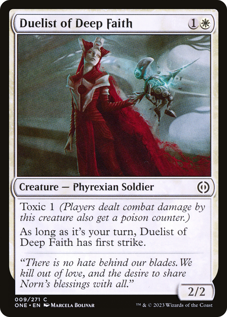 Duelist of Deep Faith (ONE-009) - Phyrexia: All Will Be One Foil - Premium MTG Single from Wizards of the Coast - Just $0.25! Shop now at Game Crave Tournament Store