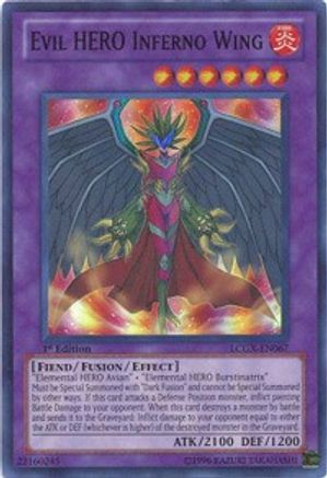 Evil HERO Inferno Wing (LCGX-EN067) - Legendary Collection 2 1st Edition - Premium Yugioh Single from Konami - Just $0.10! Shop now at Game Crave Tournament Store