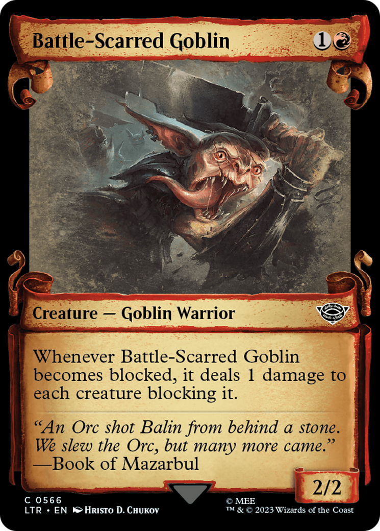 Battle-Scarred Goblin (LTR-566) - The Lord of the Rings: Tales of Middle-earth: (Showcase) Foil - Premium MTG Single from Wizards of the Coast - Just $0.08! Shop now at Game Crave Tournament Store