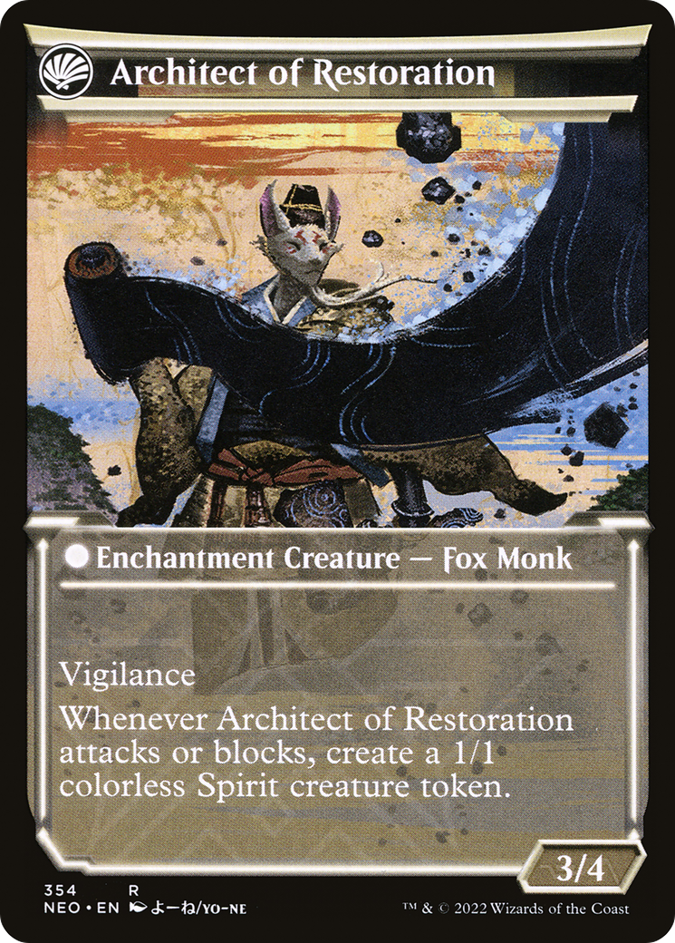 The Restoration of Eiganjo // Architect of Restoration (NEO-354) - Kamigawa: Neon Dynasty: (Showcase, fandfc) Foil - Premium MTG Single from Wizards of the Coast - Just $0.46! Shop now at Game Crave Tournament Store