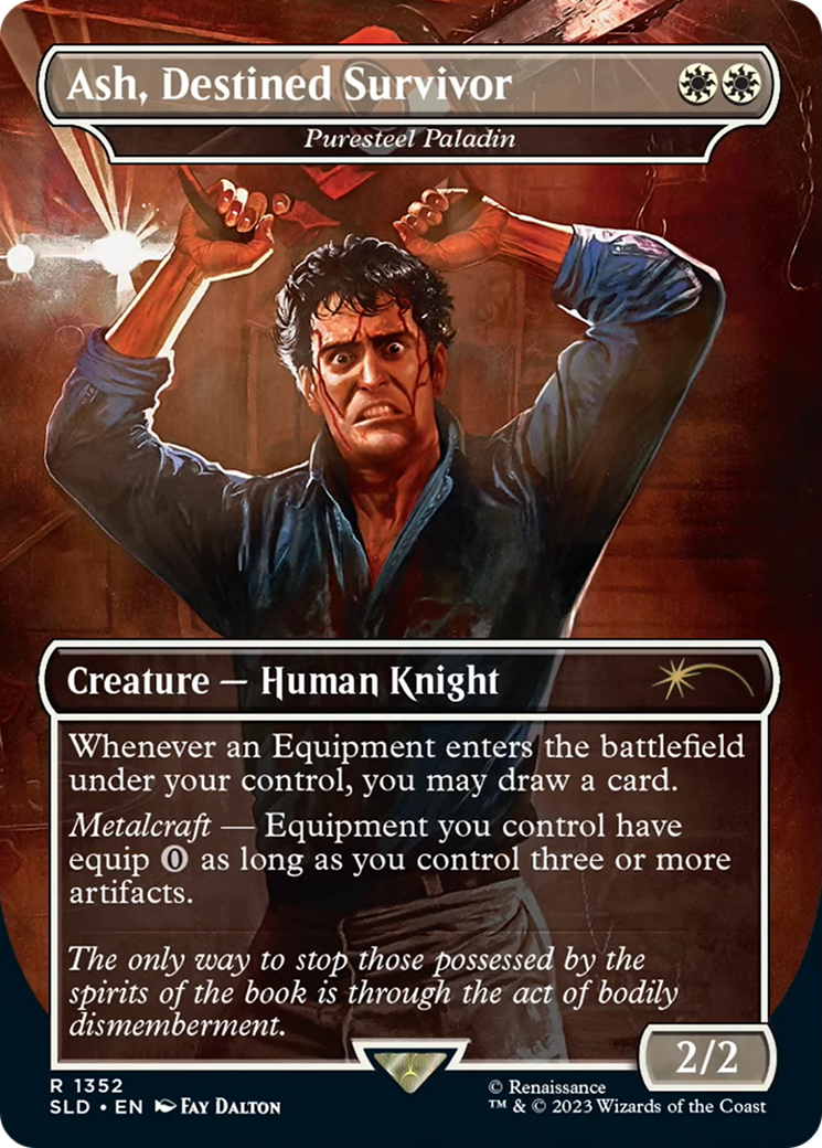 Puresteel Paladin (SLD-1352) - Secret Lair Drop / Ash, Destined Survivor (Borderless) - Premium MTG Single from Wizards of the Coast - Just $7.80! Shop now at Game Crave Tournament Store
