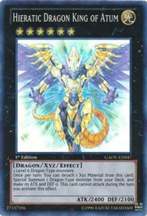 Hieratic Dragon King of Atum (GAOV-EN047) - Galactic Overlord Unlimited - Premium Yugioh Single from Konami - Just $0.31! Shop now at Game Crave Tournament Store
