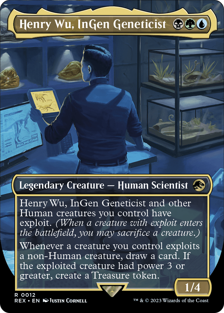 Henry Wu, InGen Geneticist (REX-012) - Jurassic World Collection (Borderless) - Premium MTG Single from Wizards of the Coast - Just $0.49! Shop now at Game Crave Tournament Store