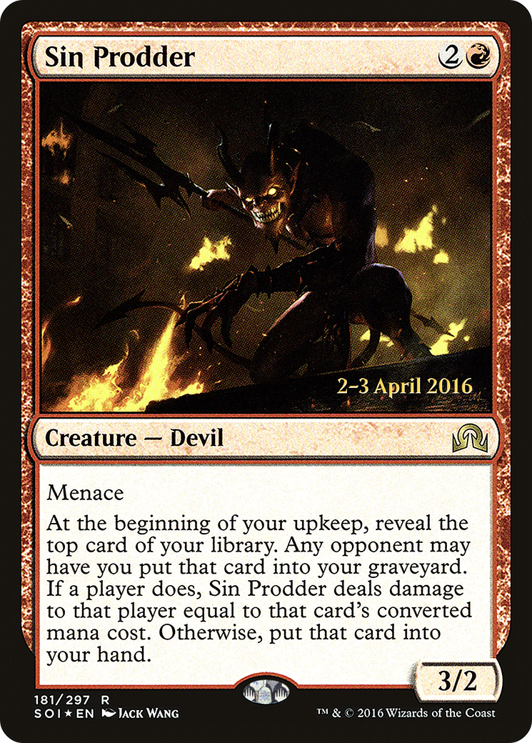 Sin Prodder (PSOI-181S) - Shadows over Innistrad Promos Foil - Premium MTG Single from Wizards of the Coast - Just $3.22! Shop now at Game Crave Tournament Store