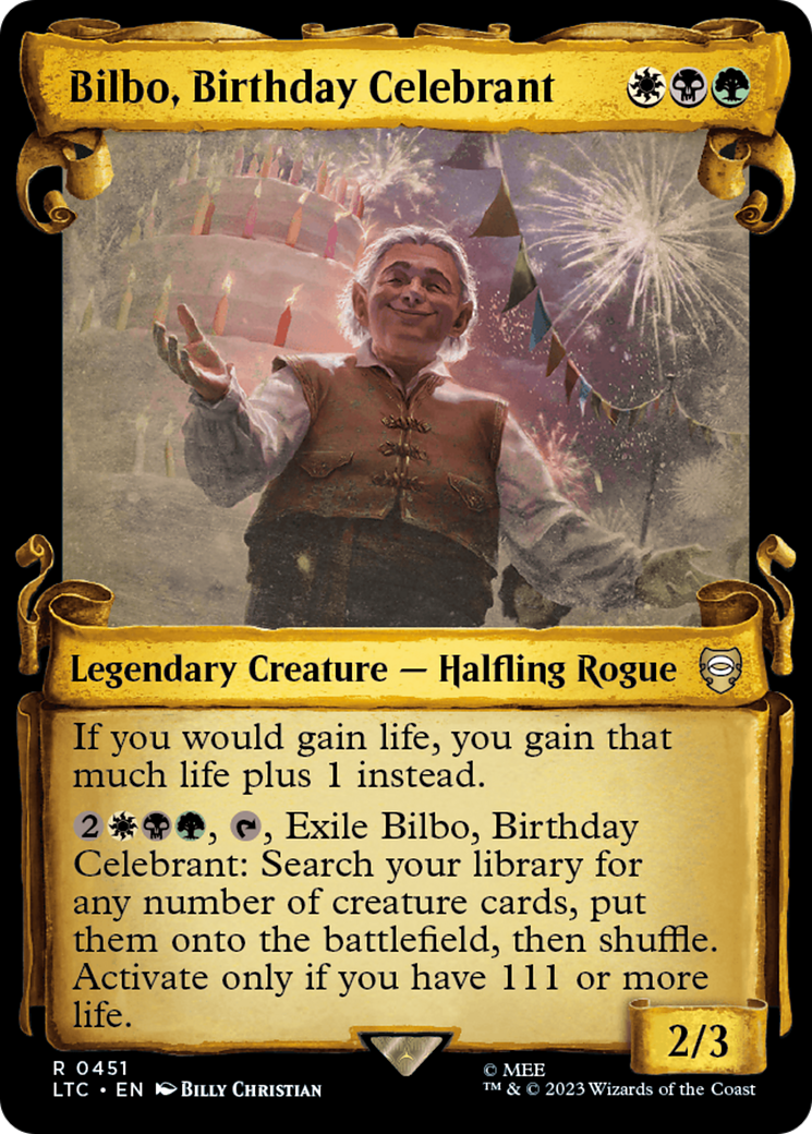 Bilbo, Birthday Celebrant (LTC-451) - Tales of Middle-earth Commander: (Showcase) Foil - Premium MTG Single from Wizards of the Coast - Just $1.05! Shop now at Game Crave Tournament Store