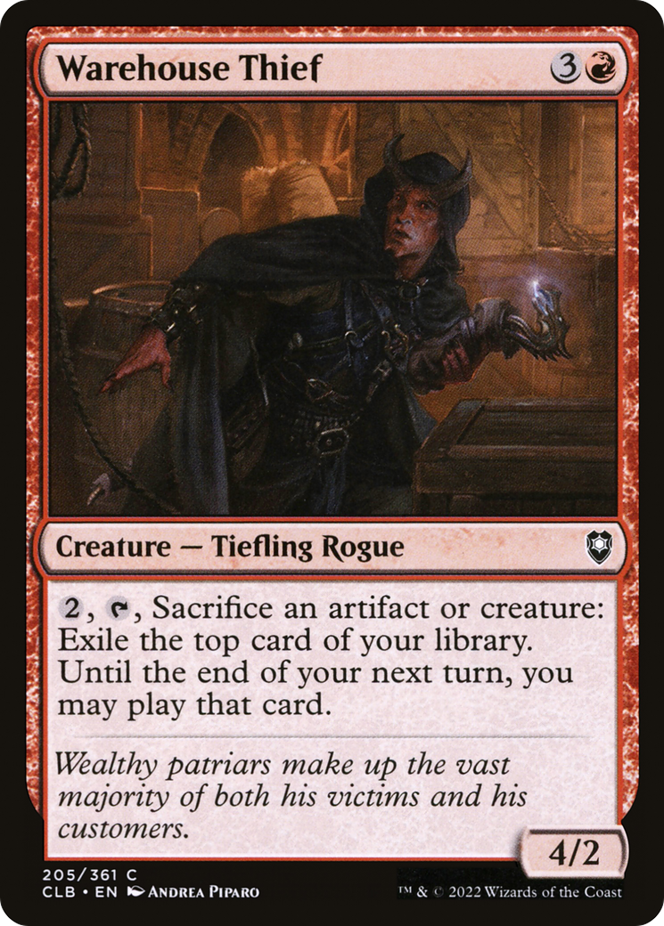 Warehouse Thief (CLB-205) - Commander Legends: Battle for Baldur's Gate - Premium MTG Single from Wizards of the Coast - Just $0.08! Shop now at Game Crave Tournament Store