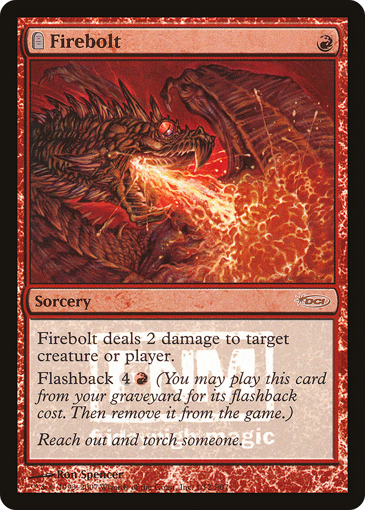 Firebolt (F07-001) - Friday Night Magic 2007: (tombstone) Foil - Premium MTG Single from Wizards of the Coast - Just $0.82! Shop now at Game Crave Tournament Store