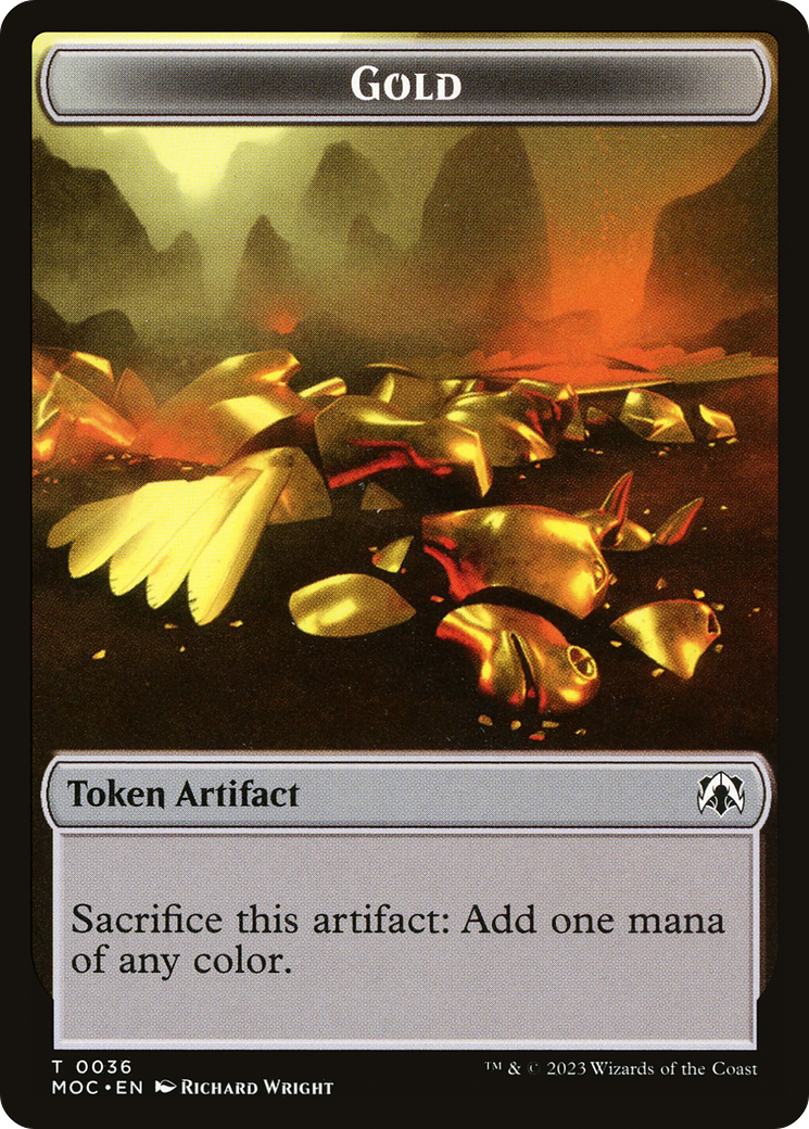 Gold (TMOC-036) - March of the Machine Commander Tokens - Premium MTG Single from Wizards of the Coast - Just $0! Shop now at Game Crave Tournament Store