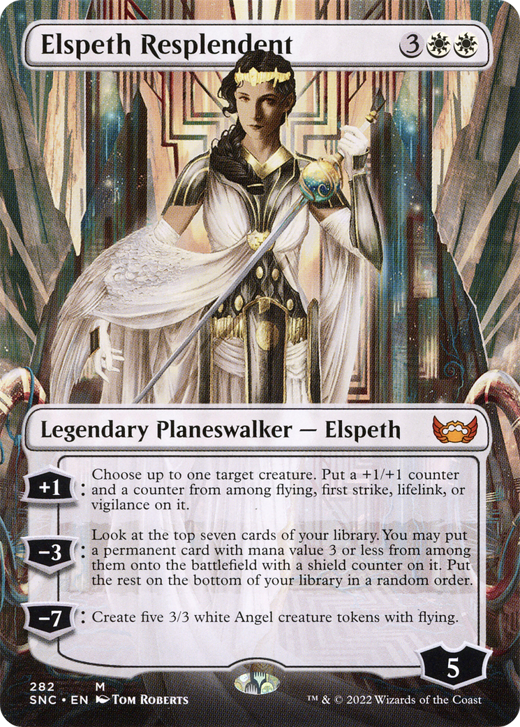 Elspeth Resplendent (SNC-282) - Streets of New Capenna (Borderless) Foil - Premium MTG Single from Wizards of the Coast - Just $7.29! Shop now at Game Crave Tournament Store