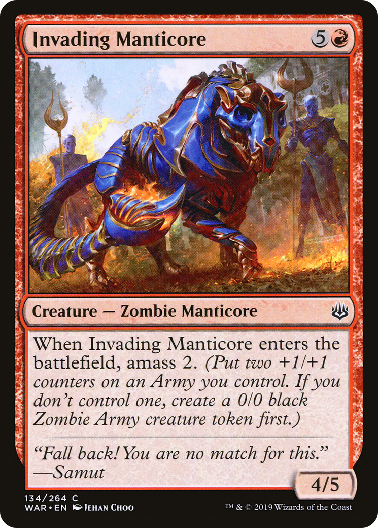 Invading Manticore (WAR-134) - War of the Spark - Premium MTG Single from Wizards of the Coast - Just $0.08! Shop now at Game Crave Tournament Store