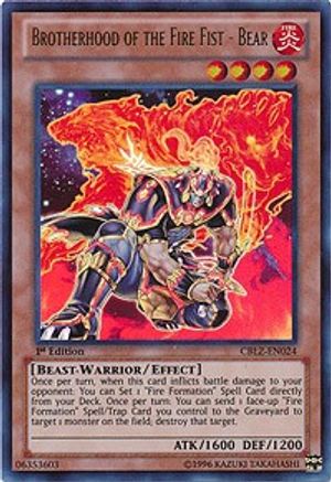 Brotherhood of the Fire Fist - Bear (CBLZ-EN024) - Cosmo Blazer Unlimited - Premium Yugioh Single from Konami - Just $0.78! Shop now at Game Crave Tournament Store