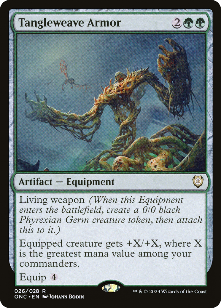 Tangleweave Armor (ONC-026) - Phyrexia: All Will Be One Commander - Premium MTG Single from Wizards of the Coast - Just $0.08! Shop now at Game Crave Tournament Store