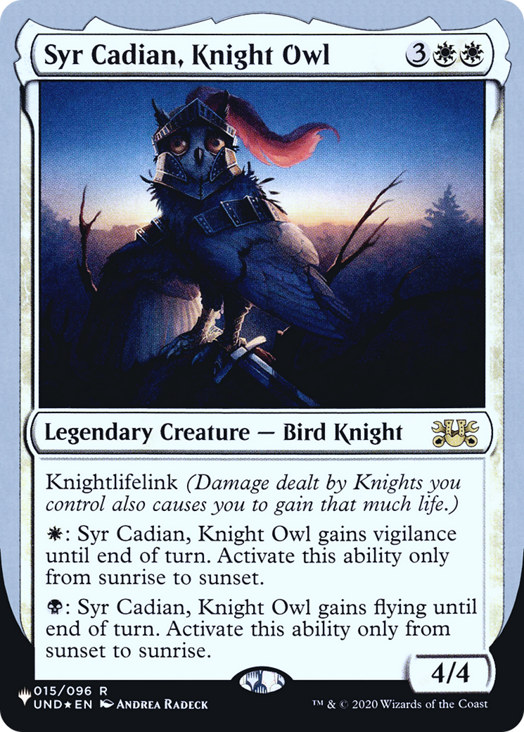 Syr Cadian, Knight Owl (UPLIST-009) - The List (Unfinity Foil Edition) Foil - Premium MTG Single from Wizards of the Coast - Just $0.26! Shop now at Game Crave Tournament Store