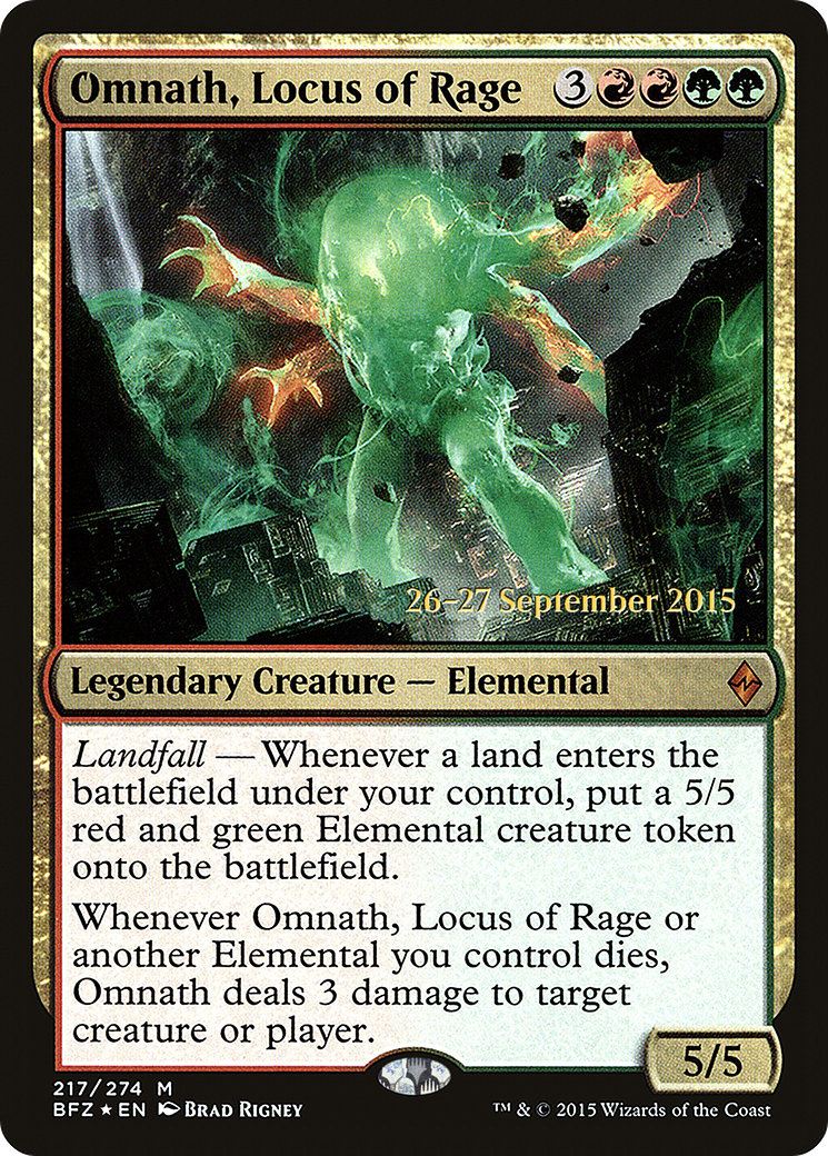 Omnath, Locus of Rage (PBFZ-217S) - Battle for Zendikar Promos Foil - Premium MTG Single from Wizards of the Coast - Just $4.35! Shop now at Game Crave Tournament Store