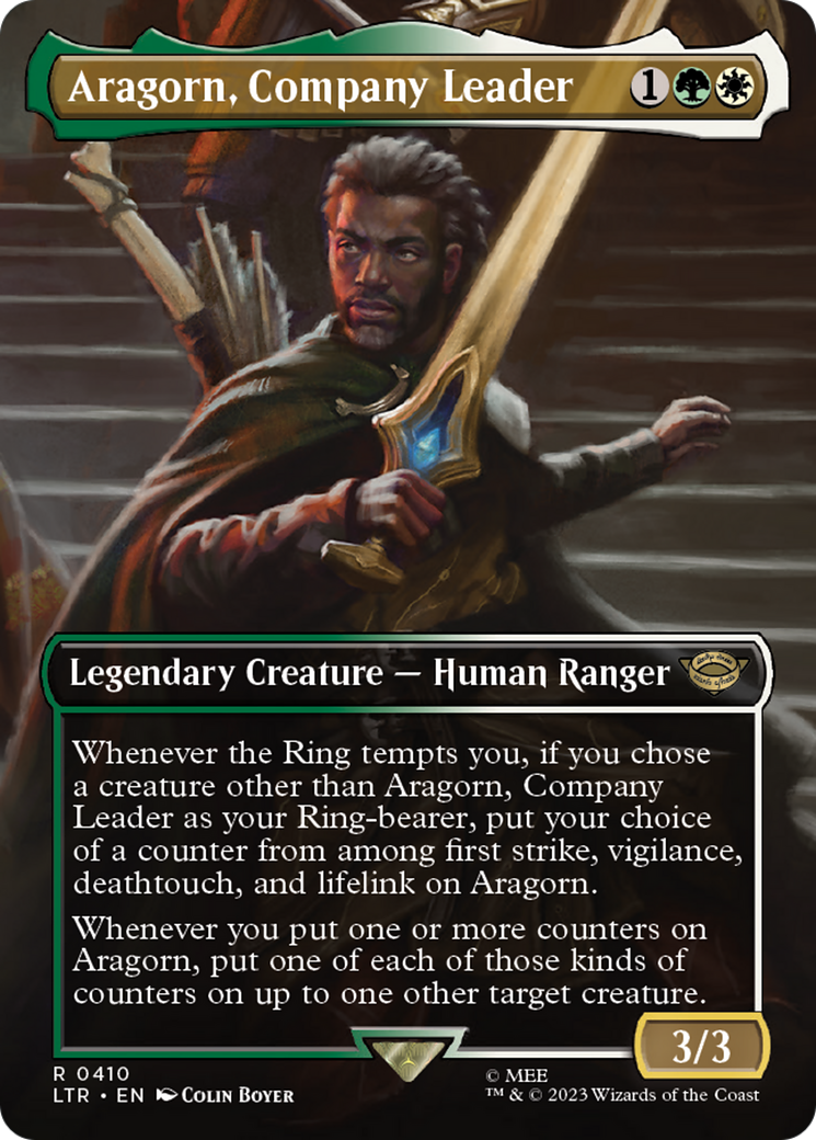 Aragorn, Company Leader (LTR-410) - The Lord of the Rings: Tales of Middle-earth (Borderless) - Premium MTG Single from Wizards of the Coast - Just $0.09! Shop now at Game Crave Tournament Store
