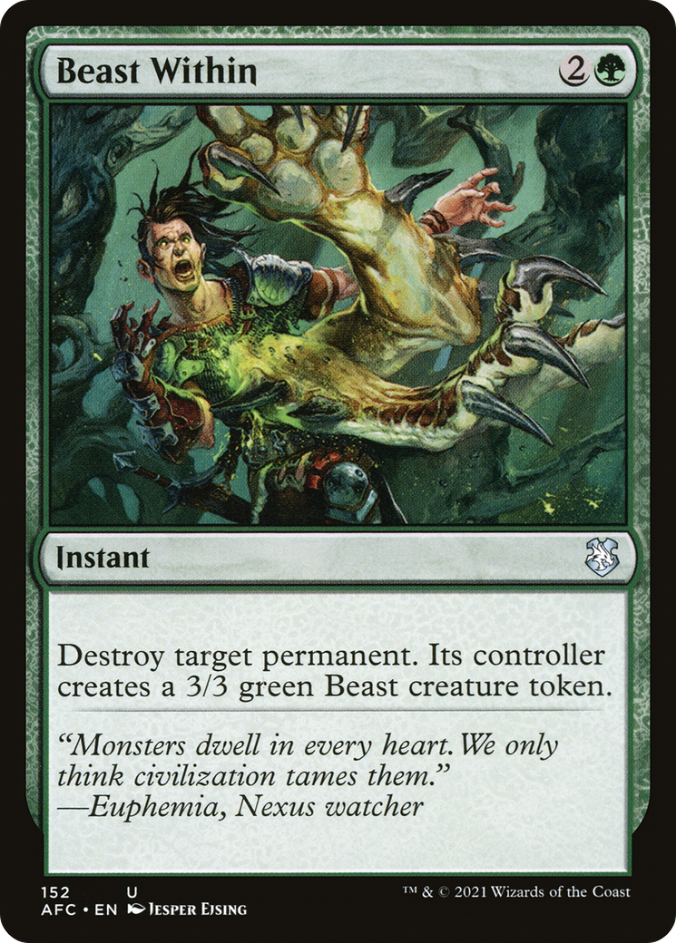 Beast Within (AFC-152) - Forgotten Realms Commander - Premium MTG Single from Wizards of the Coast - Just $1.28! Shop now at Game Crave Tournament Store
