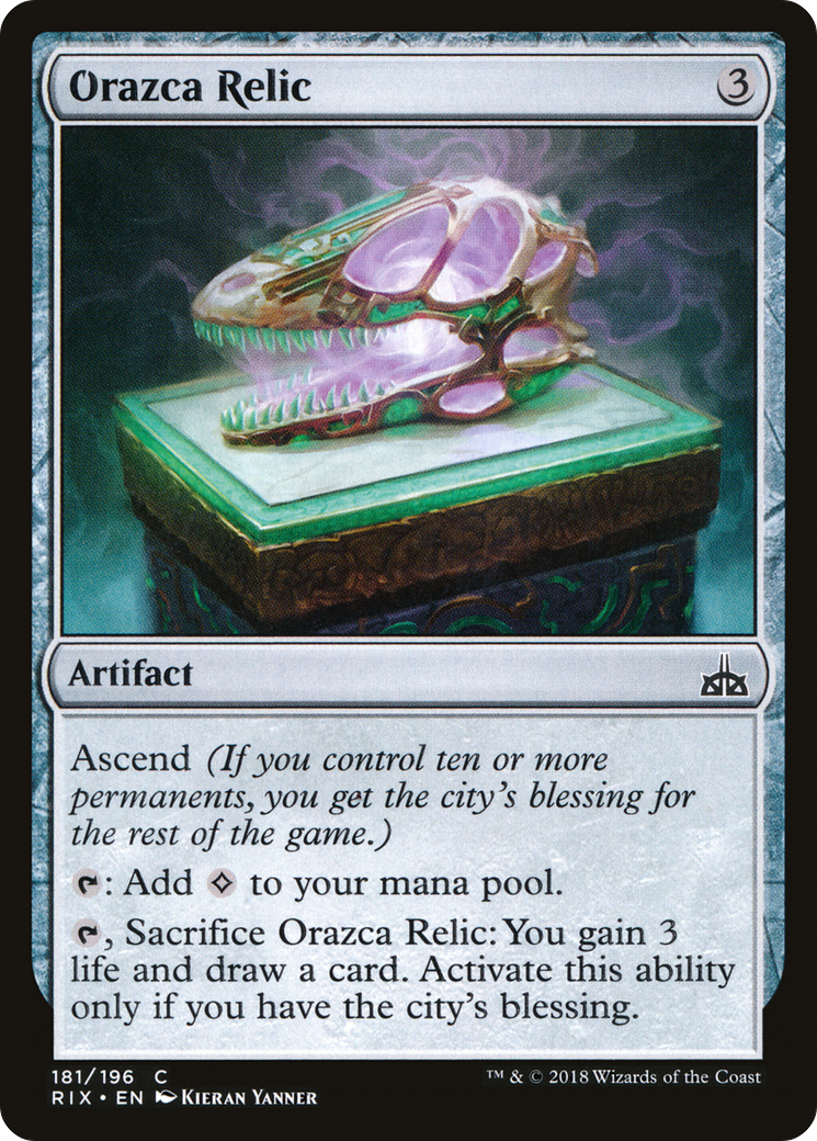 Orazca Relic (RIX-181) - Rivals of Ixalan Foil - Premium MTG Single from Wizards of the Coast - Just $0.12! Shop now at Game Crave Tournament Store
