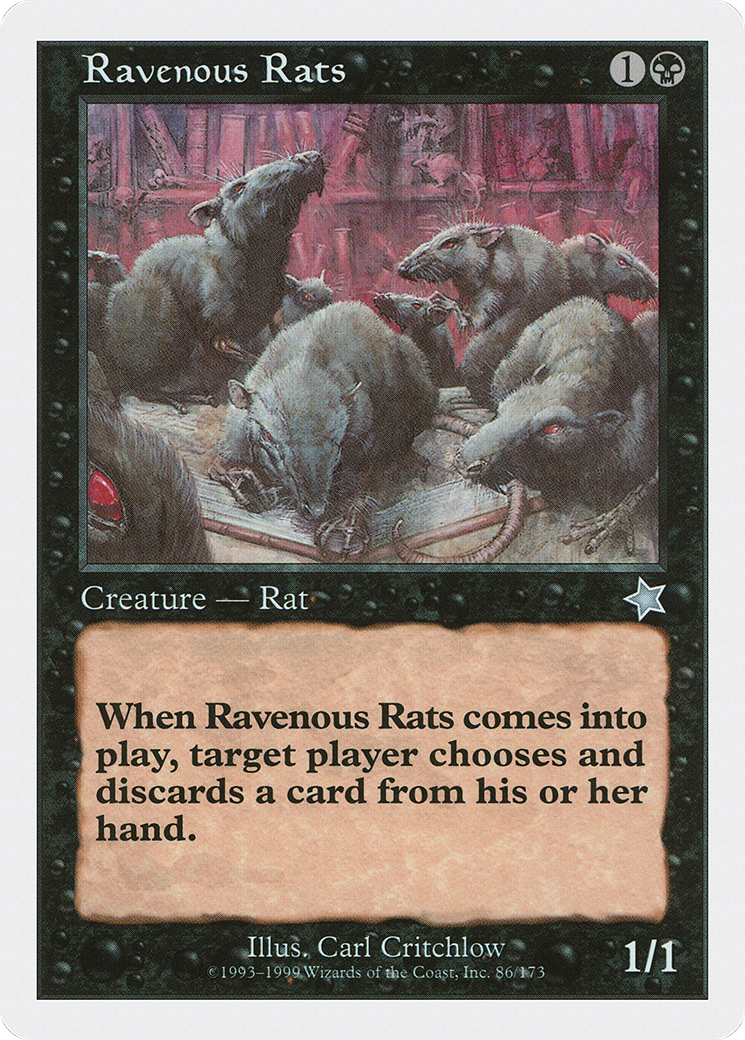 Ravenous Rats (S99-086) - Starter 1999 - Premium MTG Single from Wizards of the Coast - Just $0.08! Shop now at Game Crave Tournament Store