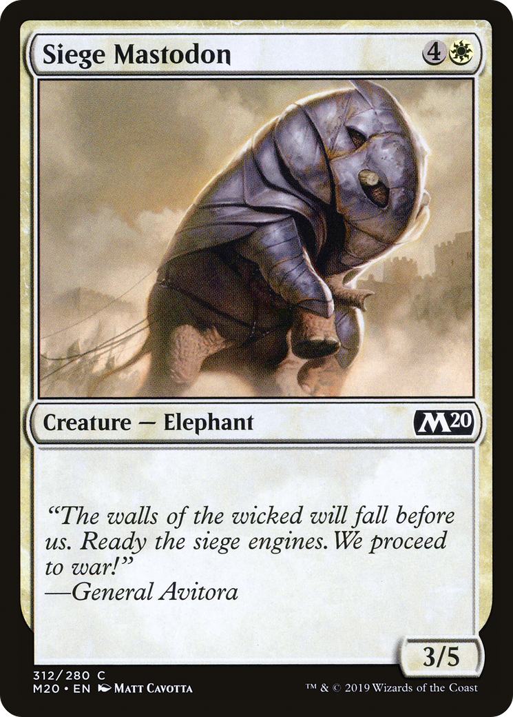 Siege Mastodon (M20-312) - Core Set 2020 - Premium MTG Single from Wizards of the Coast - Just $0.08! Shop now at Game Crave Tournament Store