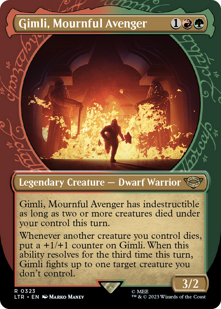 Gimli, Mournful Avenger (LTR-323) - The Lord of the Rings: Tales of Middle-earth: (Showcase) (Borderless) - Premium MTG Single from Wizards of the Coast - Just $0.08! Shop now at Game Crave Tournament Store