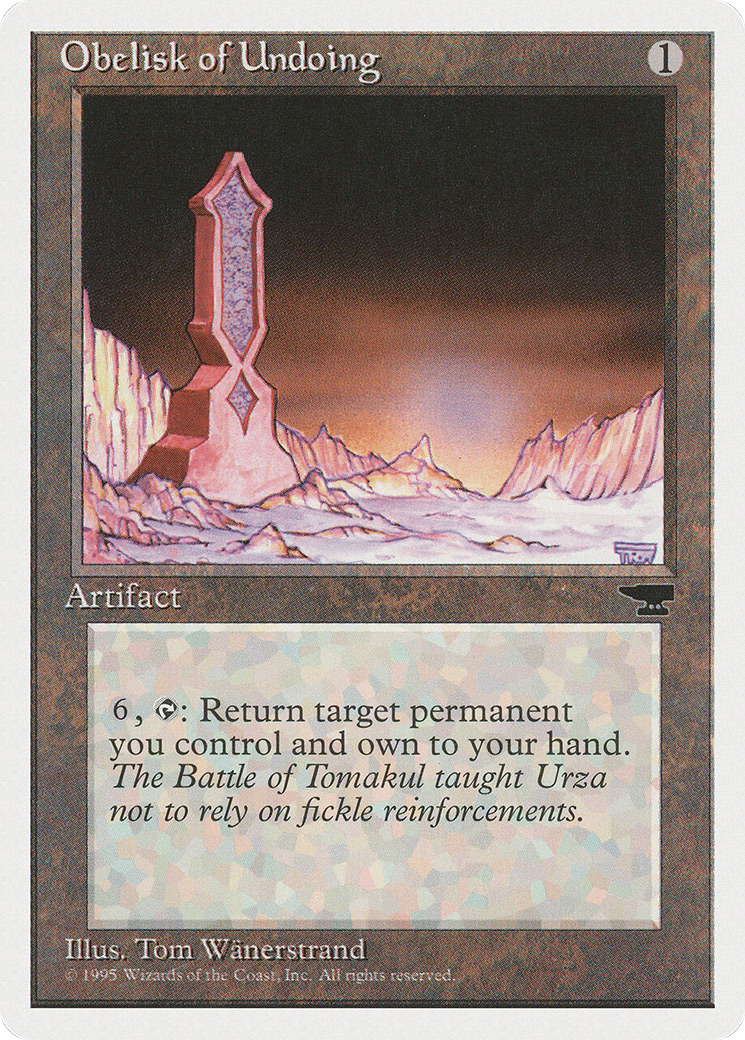 Obelisk of Undoing (CHR-104) - Chronicles - Premium MTG Single from Wizards of the Coast - Just $0.08! Shop now at Game Crave Tournament Store