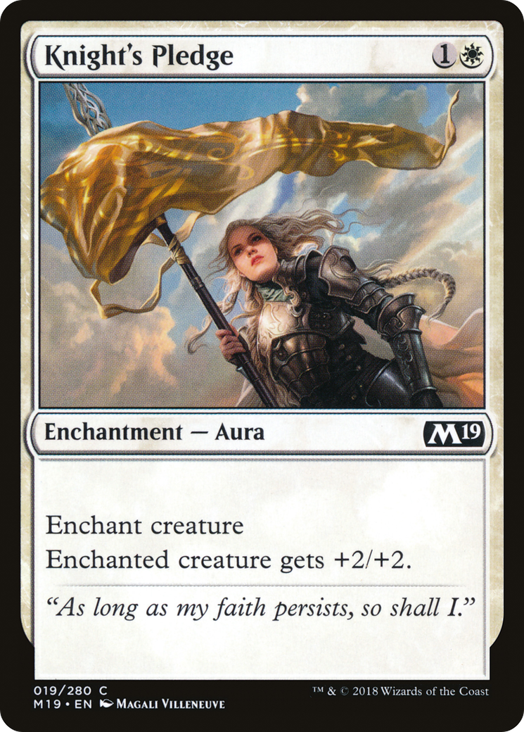 Knight's Pledge (M19-019) - Core Set 2019 Foil - Premium MTG Single from Wizards of the Coast - Just $0.08! Shop now at Game Crave Tournament Store