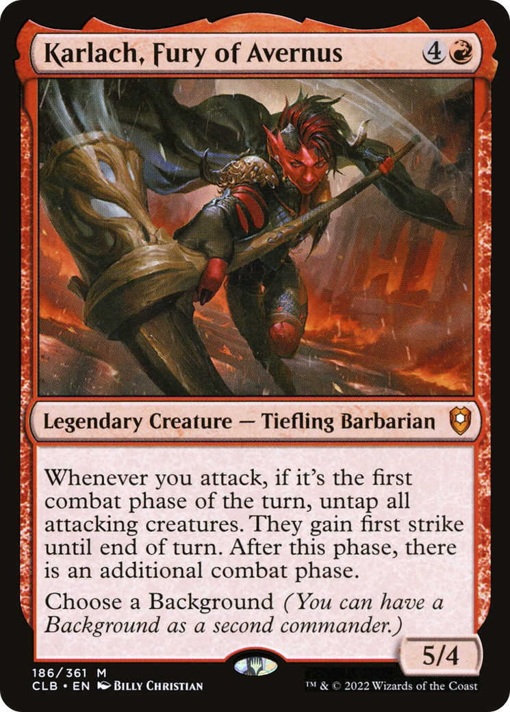 Karlach, Fury of Avernus (CLB-186) - Commander Legends: Battle for Baldur's Gate Foil - Premium MTG Single from Wizards of the Coast - Just $2.42! Shop now at Game Crave Tournament Store