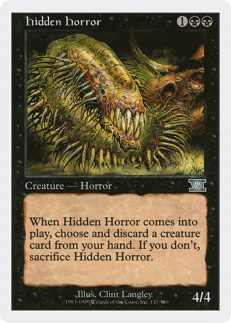 Hidden Horror (6ED-137) - Classic Sixth Edition - Premium MTG Single from Wizards of the Coast - Just $0.08! Shop now at Game Crave Tournament Store