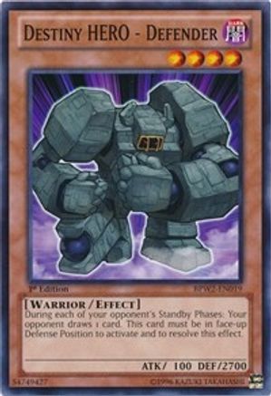 Destiny Hero - Defender (BPW2-EN019) - Battle Pack 2: War of the Giants – Round 2 1st Edition - Premium Yugioh Single from Konami - Just $0.96! Shop now at Game Crave Tournament Store