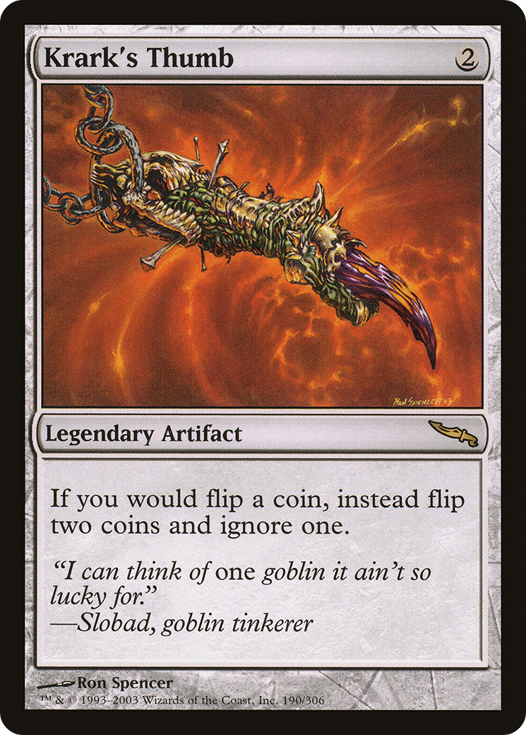 Krark's Thumb (MRD-190) - Mirrodin Foil - Premium MTG Single from Wizards of the Coast - Just $19.68! Shop now at Game Crave Tournament Store