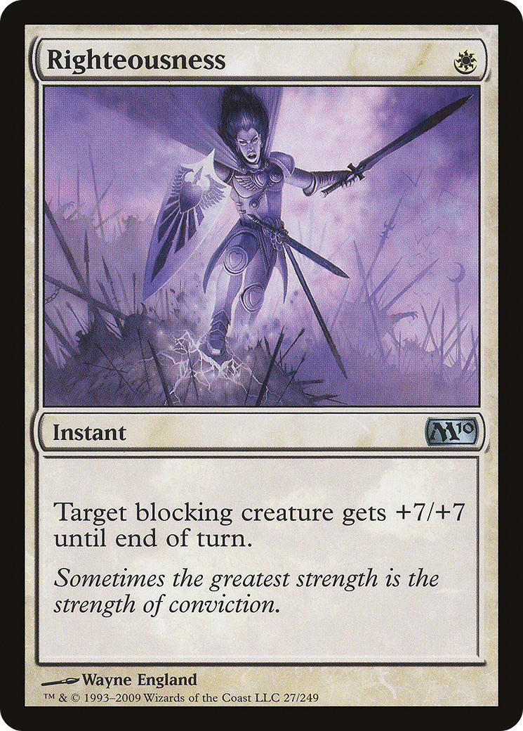 Righteousness (M10-027) - Magic 2010 Foil - Premium MTG Single from Wizards of the Coast - Just $0.17! Shop now at Game Crave Tournament Store
