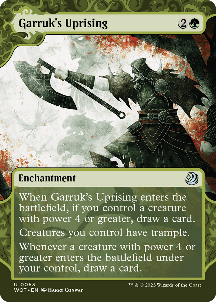 Garruk's Uprising (WOT-053) - Wilds of Eldraine: Enchanting Tales: (Showcase) (Borderless) Foil - Premium MTG Single from Wizards of the Coast - Just $0.55! Shop now at Game Crave Tournament Store