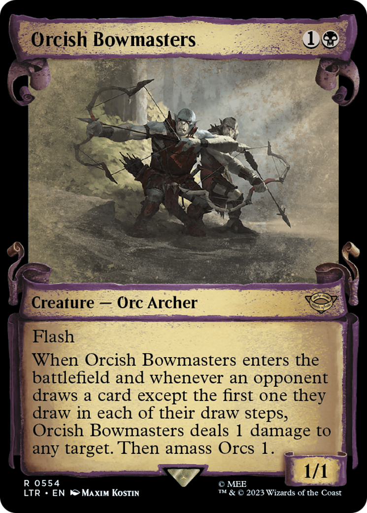 Orcish Bowmasters (LTR-554) - The Lord of the Rings: Tales of Middle-earth: (Showcase) Foil - Premium MTG Single from Wizards of the Coast - Just $21.06! Shop now at Game Crave Tournament Store