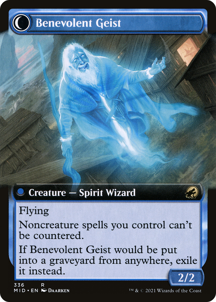 Malevolent Hermit // Benevolent Geist (MID-336) - Innistrad: Midnight Hunt: (Extended Art, Double Faced Transform) Foil - Premium MTG Single from Wizards of the Coast - Just $1.31! Shop now at Game Crave Tournament Store