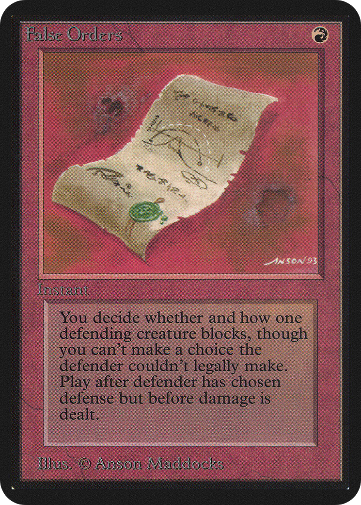 False Orders (LEA-147) - Limited Edition Alpha - Premium MTG Single from Wizards of the Coast - Just $6.27! Shop now at Game Crave Tournament Store