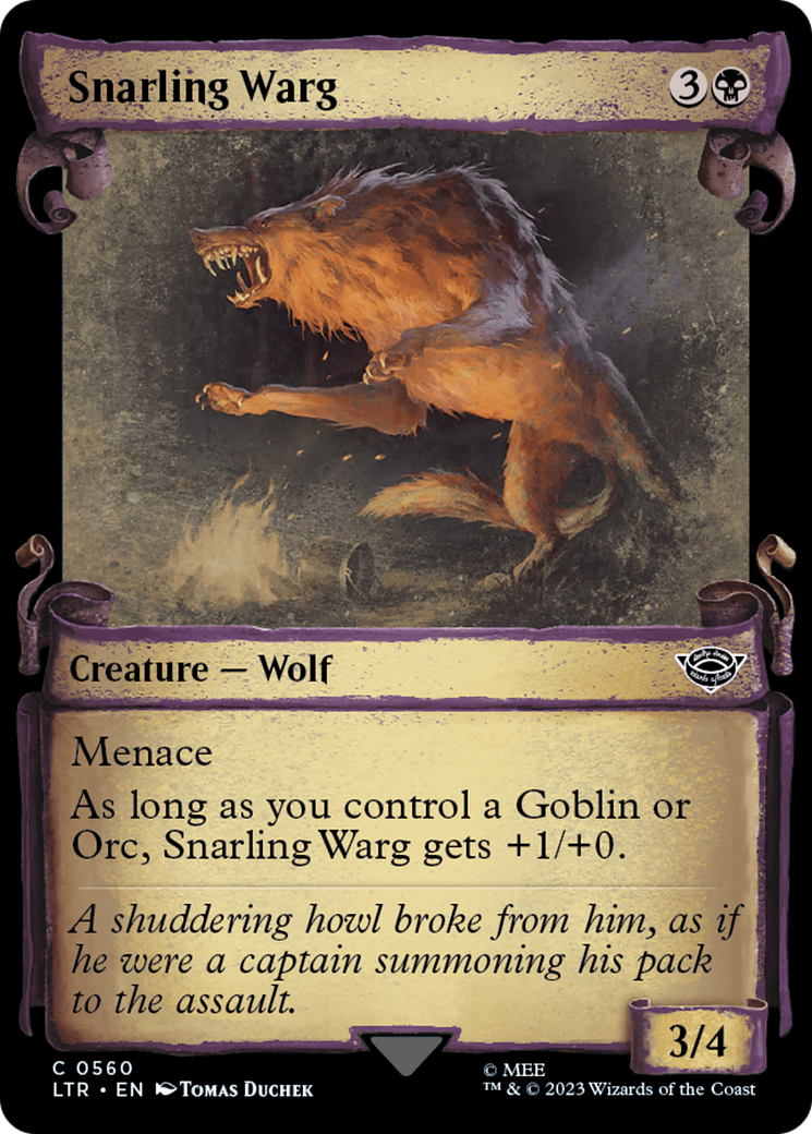 Snarling Warg (LTR-560) - The Lord of the Rings: Tales of Middle-earth: (Showcase) - Premium MTG Single from Wizards of the Coast - Just $0.08! Shop now at Game Crave Tournament Store