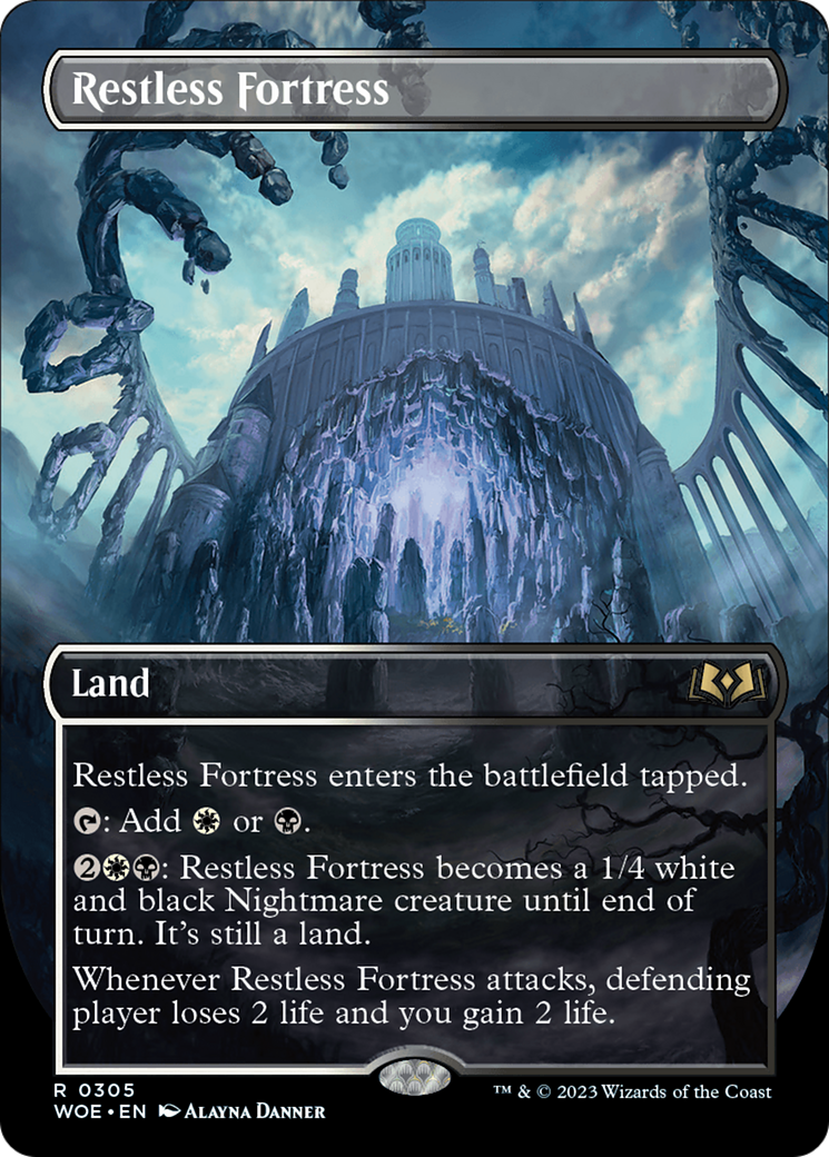 Restless Fortress (WOE-305) - Wilds of Eldraine (Borderless) Foil - Premium MTG Single from Wizards of the Coast - Just $0.18! Shop now at Game Crave Tournament Store
