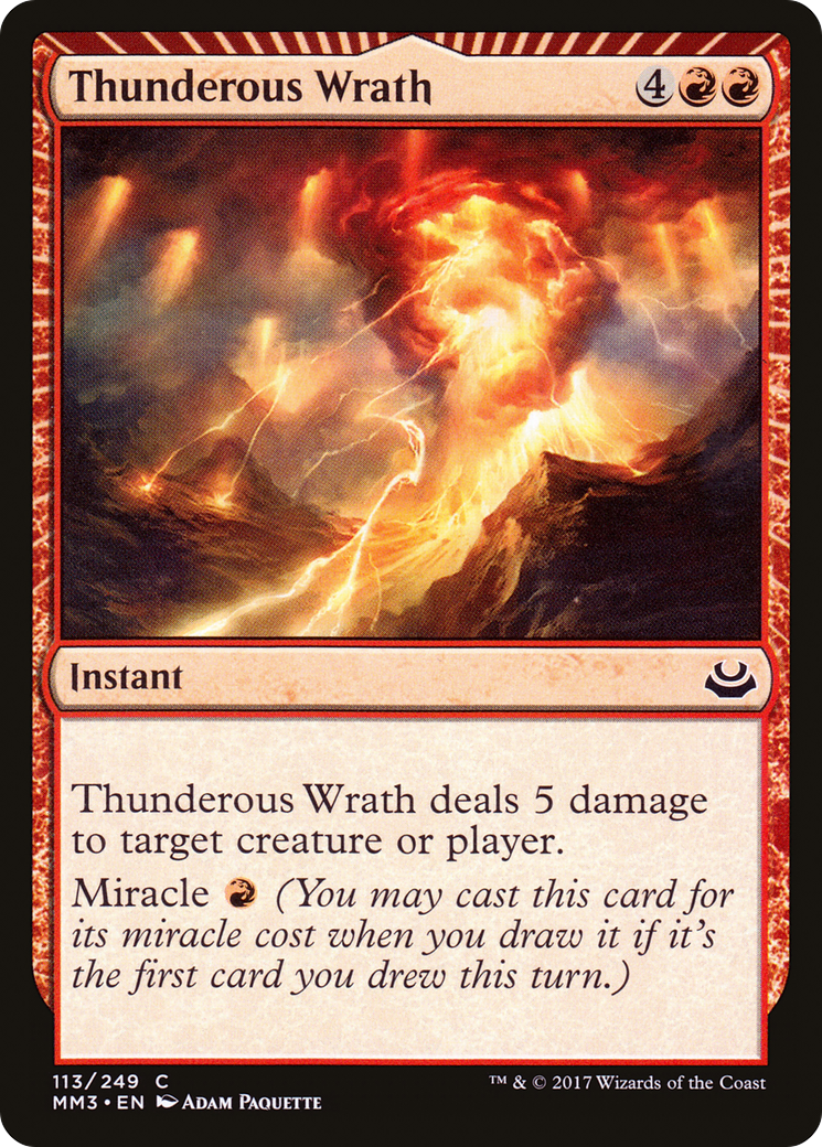 Thunderous Wrath (MM3-113) - Modern Masters 2017: (miracle) - Premium MTG Single from Wizards of the Coast - Just $0.08! Shop now at Game Crave Tournament Store