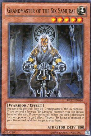 Grandmaster of the Six Samurai (Starfoil) (BATT-EN016) - Battle Pack Tournament Prize Cards Limited - Premium Yugioh Single from Konami - Just $36! Shop now at Game Crave Tournament Store