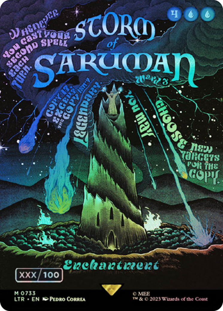 Storm of Saruman (LTR-733Z) - The Lord of the Rings: Tales of Middle-earth (Borderless) Foil - Premium MTG Single from Wizards of the Coast - Just $300! Shop now at Game Crave Tournament Store