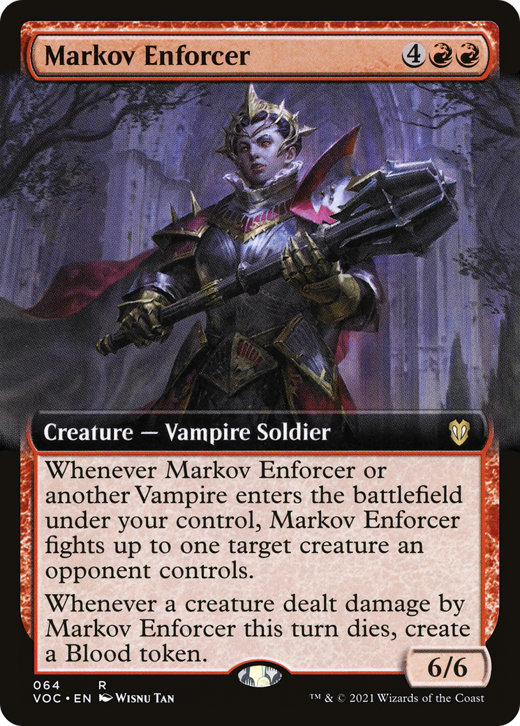 Markov Enforcer (VOC-064) - Crimson Vow Commander: (Extended Art) - Premium MTG Single from Wizards of the Coast - Just $0.10! Shop now at Game Crave Tournament Store