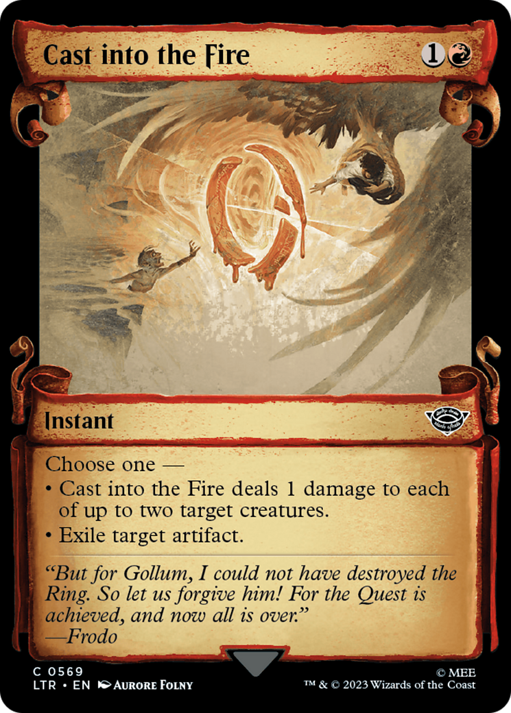 Cast into the Fire (LTR-569) - The Lord of the Rings: Tales of Middle-earth: (Showcase) - Premium MTG Single from Wizards of the Coast - Just $0.73! Shop now at Game Crave Tournament Store