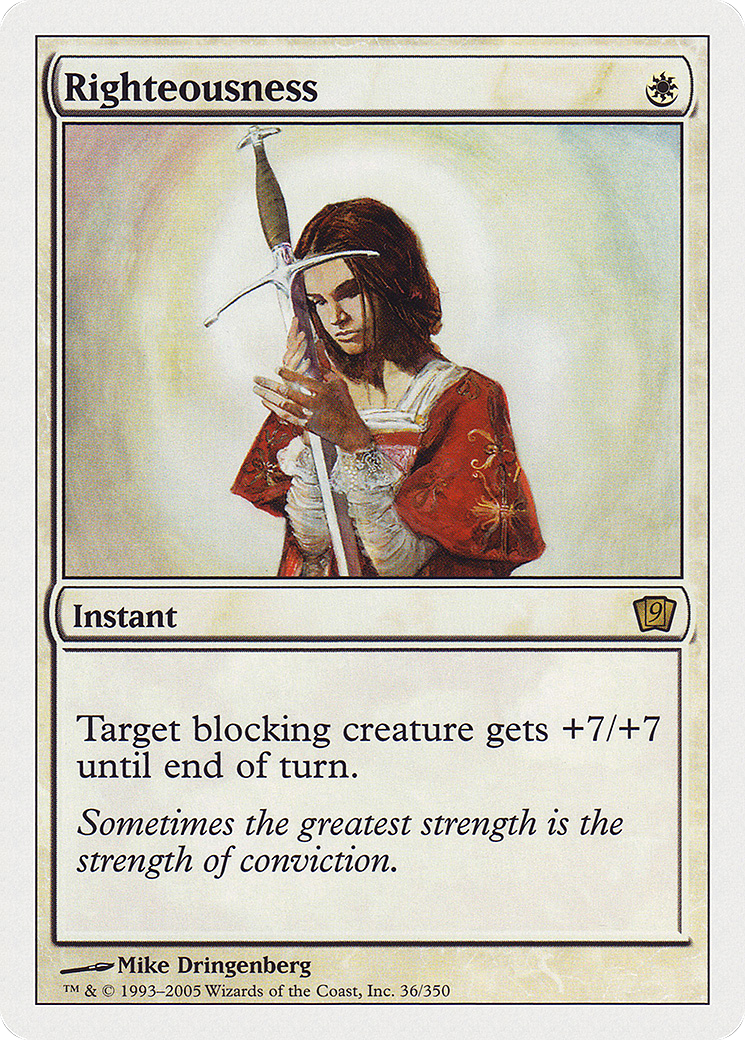 Righteousness (9ED-036) - Ninth Edition - Premium MTG Single from Wizards of the Coast - Just $0.27! Shop now at Game Crave Tournament Store